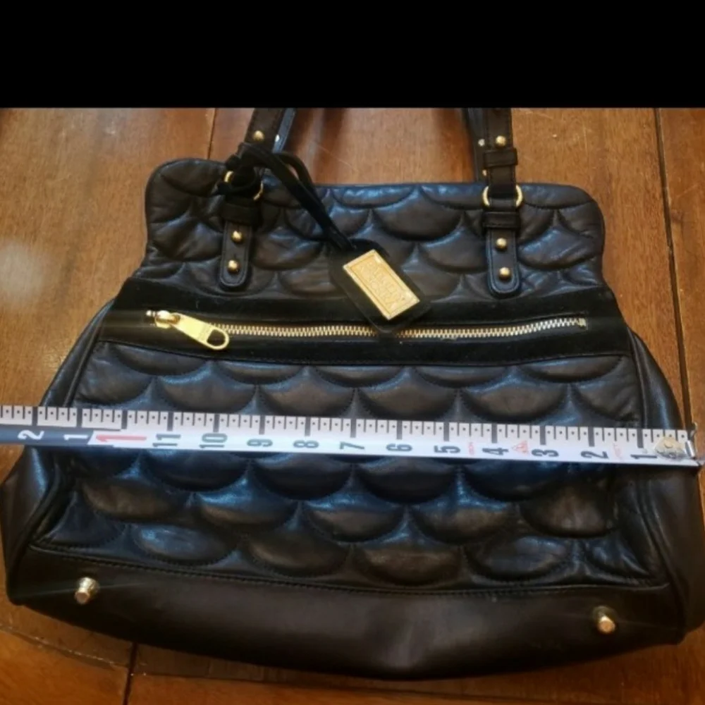 Badgley Mischka Black Quilted Handbag with Gorgeous Gold Accents